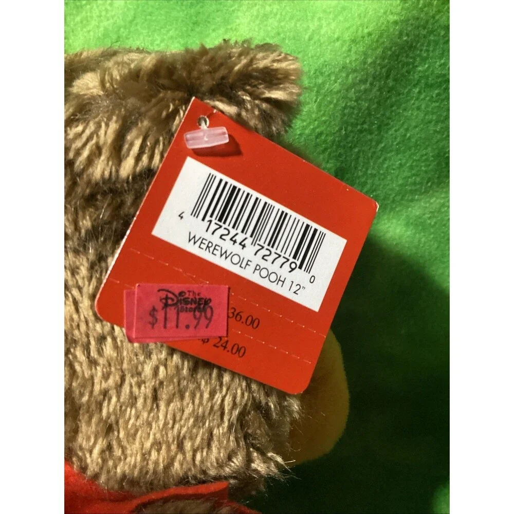 Disney Store Winnie the Pooh Werewolf Halloween Plush 12 Inch NWT Pumpkin Basket